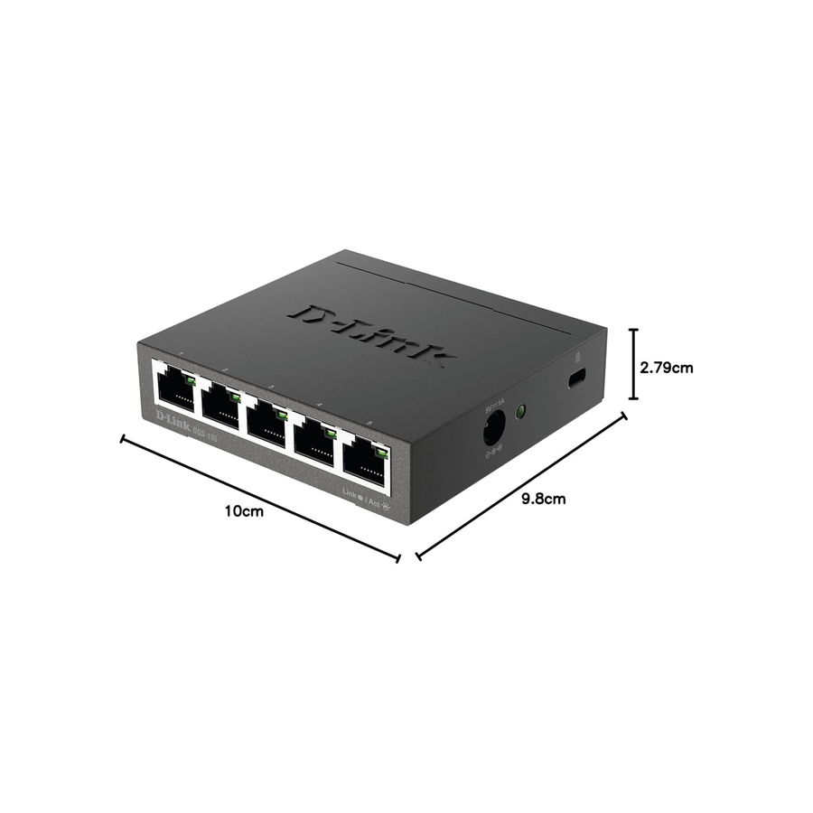 D-Link 5 Port Gigabit Unmanaged Metal Desktop Switch