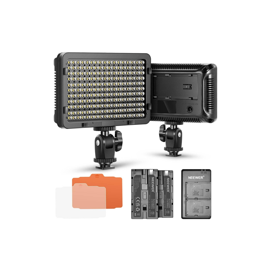 Neewer 176-LED Dimmable Light Panel with 2 x 2600 mAh Lithium Battery