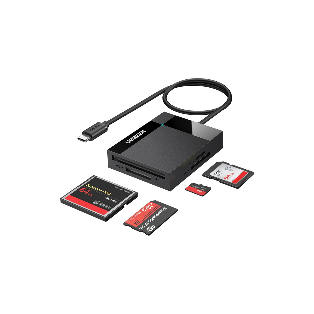 UGREEN USB C SD Card Reader 4-in-1 Memory Card Adapter External For SD Micro MS CF TF Compact Flash Camera Adapter Reader for iPhone 16/15 Series