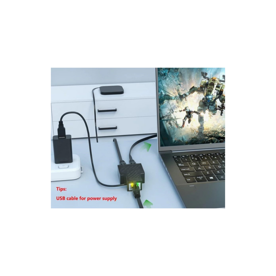 RJ45 Ethernet 1 to 2 Splitter Adapter