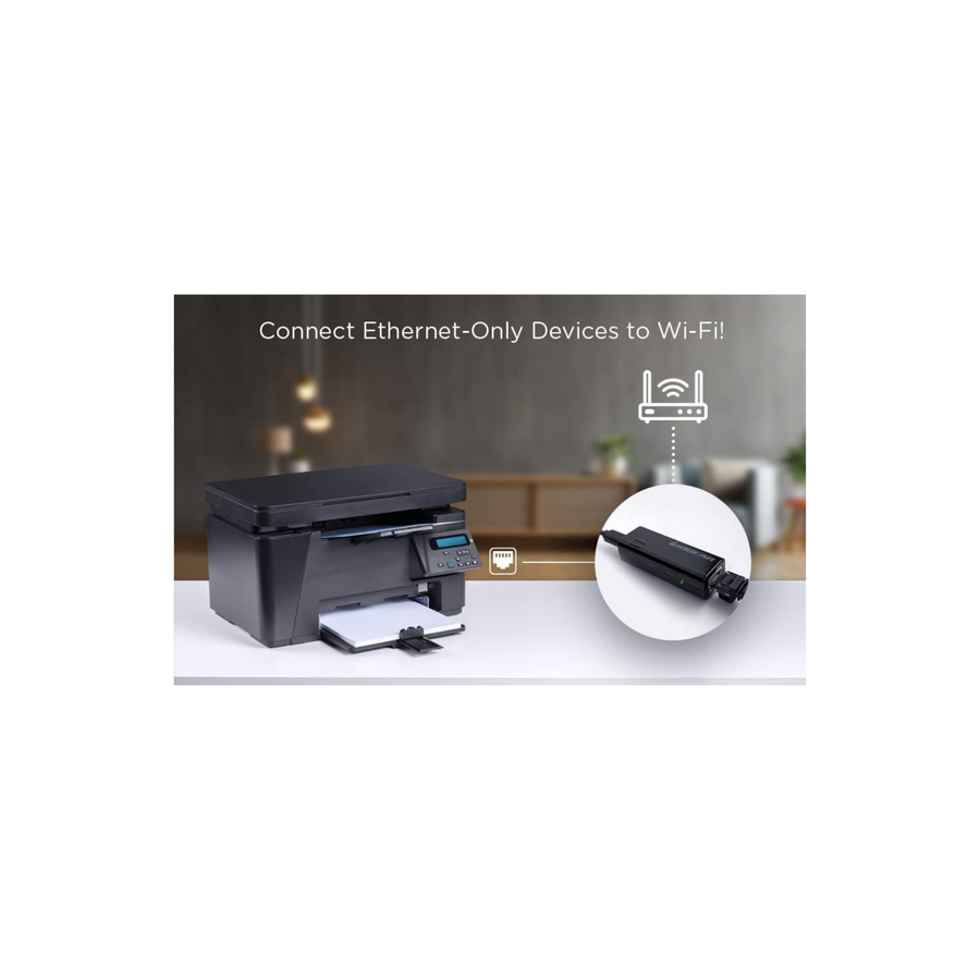 IOGEAR Universal Ethernet to Wi-Fi N Adapter - Speeds of up to 300Mbps on 2.4GHz - Push-button Wi-Fi Protected Setup (WPS) - Supports WEP