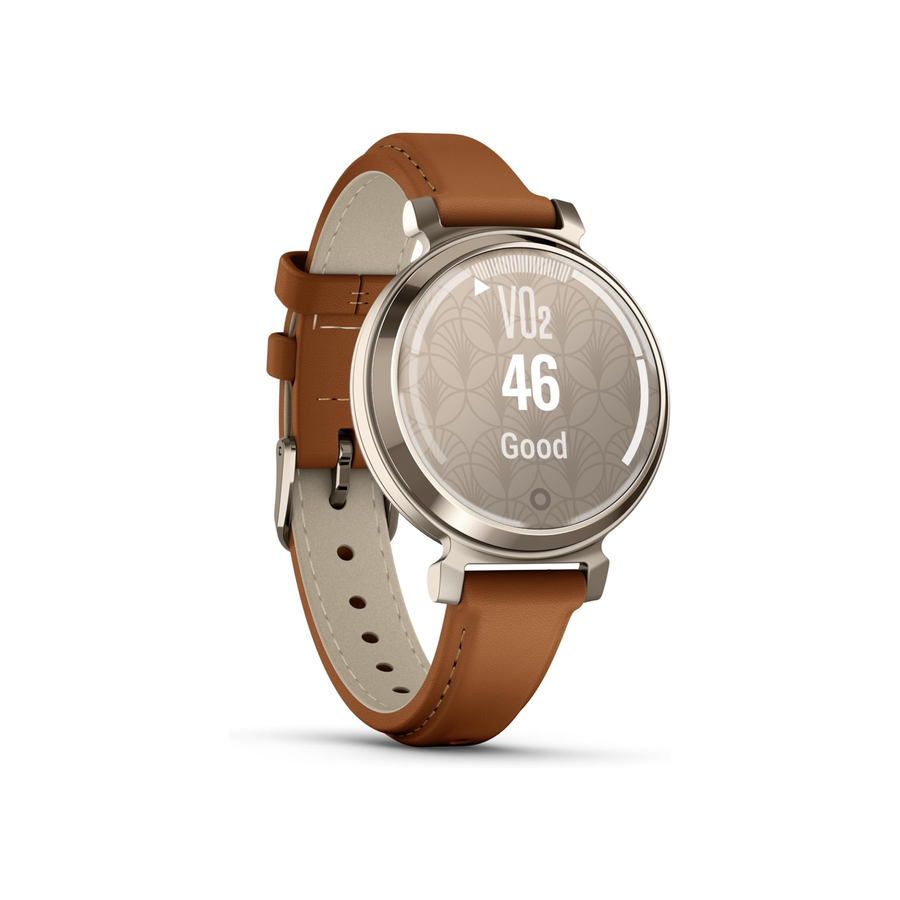 GARMIN LILY 2 CREAM GOLD CASE WITH TAN LEATHER BAND