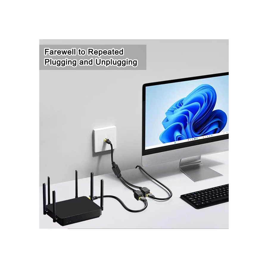 Generic RJ45 Network 1 to 2 Port Ethernet Adapter Splitter