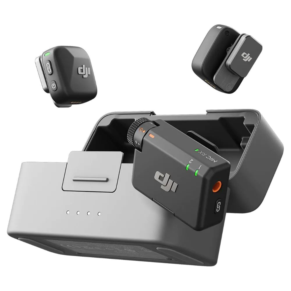 DJI Mic Mini (2 TX + 1 RX + Charging Box), Ultra-Light, HQ Audio, 48 Hours Use, Noise Cancellation, Limit (Mic Mini (2 TX + 1 RX + Charging Box))