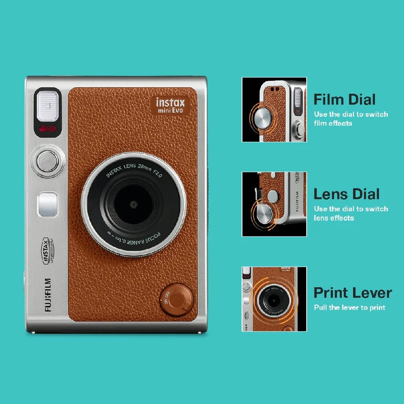 FUJIFILM INSTAX MINI EVO CAMERA BROWN