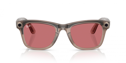 Meta Ray-Ban Smart Glasses 50/22/150 Wayfarer, Warm Stone/Transitions Watermelon Red, regular RW4006