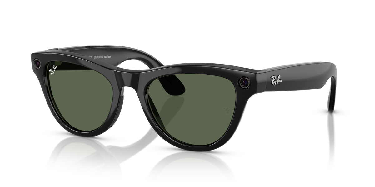 Ray-Ban Meta Skyler (Gen 1) RW4010 - Shiny Black, Polarized G-15 Green, Size 52-20