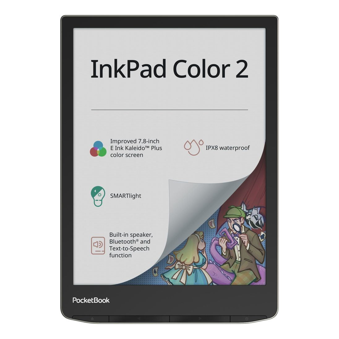 PocketBook InkPad Color 3 E-Book Reader | Enhanced 7.8'' Color E-Paper E-Ink Screen | SMARTlight | & Built-in Speaker