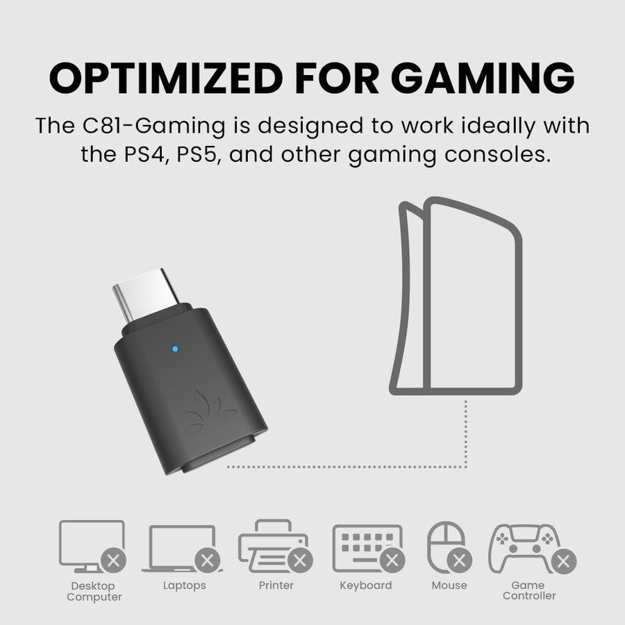 Avantree C81-Gaming - USB-C Bluetooth 5.3 Adapter Dongle for PS5 & Gaming Consoles