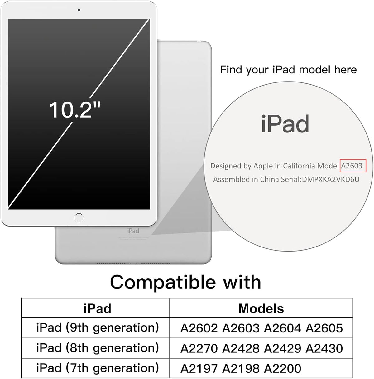 JETech Rotating Case for iPad 9/8/7 (10.2-Inch, 2021/2020/2019 Model, 9th/8th/7th Generation) with Pencil Holder, 360 Degree Rotation Protective Stand Cover Clear Back, Auto Wake/Sleep (Silver)