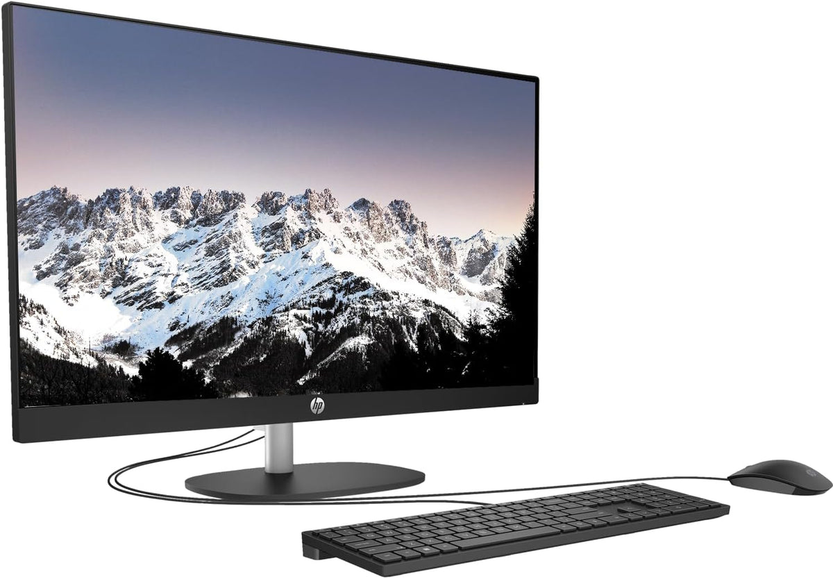 HP Business 27" 13th i7 All in One Desktop Computer, FHD Display, 32GB RAM, 1TB SSD, IR Camera, RJ-45, Wi-Fi 6, Wired KB & Mouse, Windows 11 Pro, Black, with Adata 512 External SSD Bundle