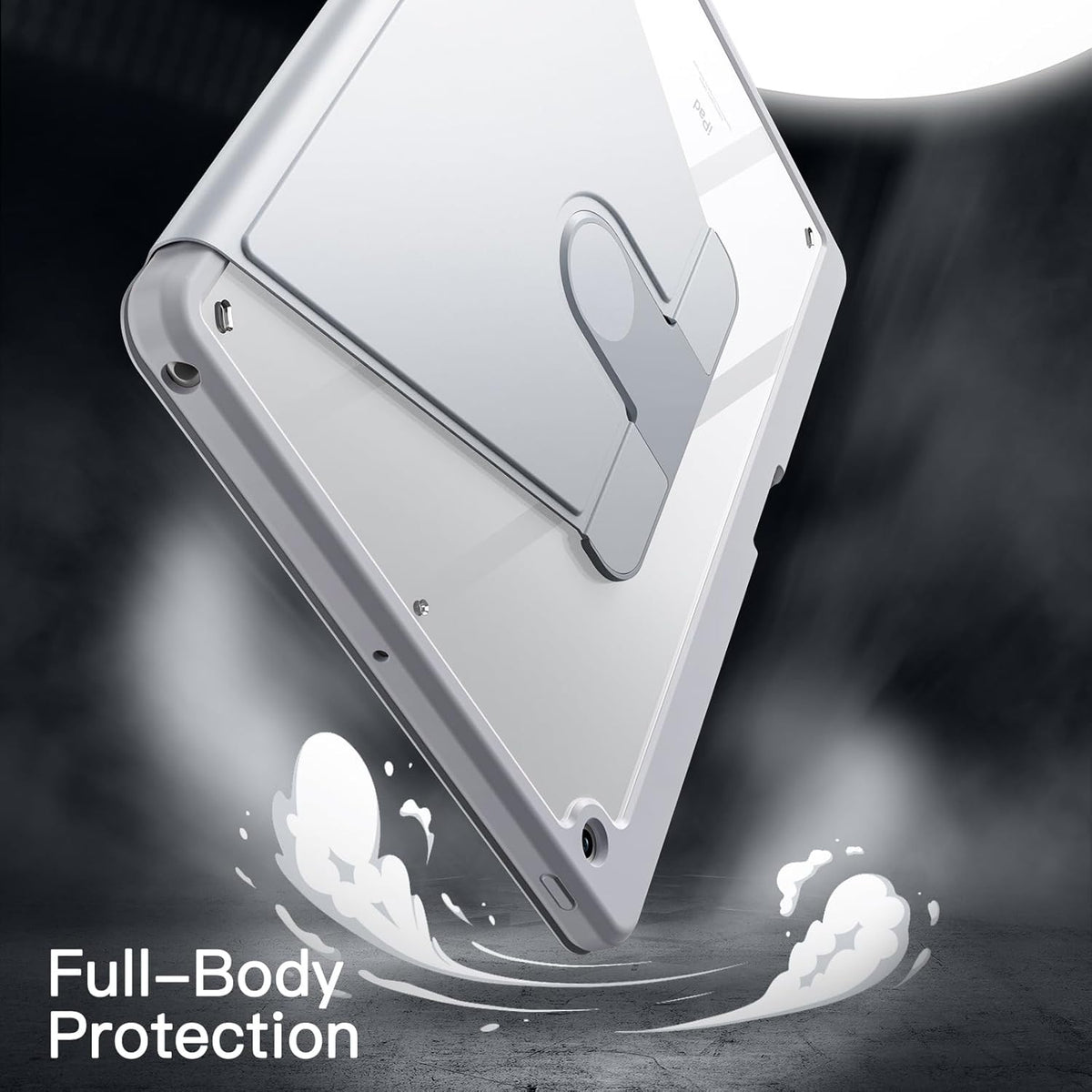 JETech Rotating Case for iPad 9/8/7 (10.2-Inch, 2021/2020/2019 Model, 9th/8th/7th Generation) with Pencil Holder, 360 Degree Rotation Protective Stand Cover Clear Back, Auto Wake/Sleep (Silver)