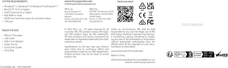 IRIScan Visualizer Webcam Document Camera v7: 4K UltraHD-13MP, 4in1, Viewer, A3 Scanner, Portable Scanner, Video Conference,AI Micro Noise Cancellation,Auto Focus,LED,USB,WinMac (4K-13MP)