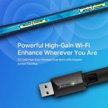 TP-Link Archer T3U Plus AC1300 High Gain USB WLAN Stick Adapter with Antennas (up to 867 Mbps 5GHz, 400 Mbps 2.4GHz, Compatible with Windows 11/10/8.1/8/7, Mac OS 10.15 and above)