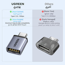 UGREEN USB to USB C Adapter (2Pcs) 10Gbps Transfer Type C to A 3.0 OTG Adapter C Converter Compatible for Samsung S24 Ultra Series, iPhone 15 16 Pro Max, iPad, MacBook, Tablets, Earphone