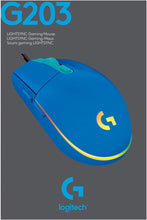 Logitech G203 2nd Gen Wired Gaming Mouse, 8,000 DPI, Rainbow Optical Effect LIGHTSYNC RGB, 6 Programmable Buttons, On-Board Memory, Screen Mapping, PC/Mac Computer and Laptop Compatible - Blue