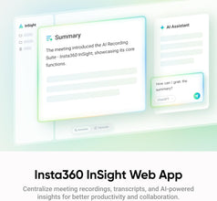 Insta360 Wave - AI Speakerphone, Bluetooth, Voice Recorder, 8 Noise-Canceling Mics w/Beamforming, AI Transcript & Summary, Support 99 Languages, 32GB Storage, Meetings, Podcasts, Livestreams