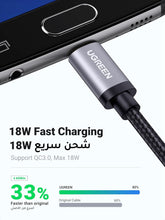UGREEN Micro USB Cable 3M, 18W Fast Quick Charger Cable, QC 3.0 Micro USB 2.0 Android Charging Cord Nylon Braided, Compatible for PS4 XBOX Samsung S7 S6, Note6 LG Nexus Nokia-Black