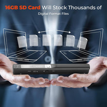 MUNBYN Portable Scanner, Photo Scanner for A4 Documents Pictures Pages Texts in 900 Dpi, Flat Scanning, Include 16G SD Card, Wand Document Reader Uploads Images to Computer Via USB Cable, No Driver