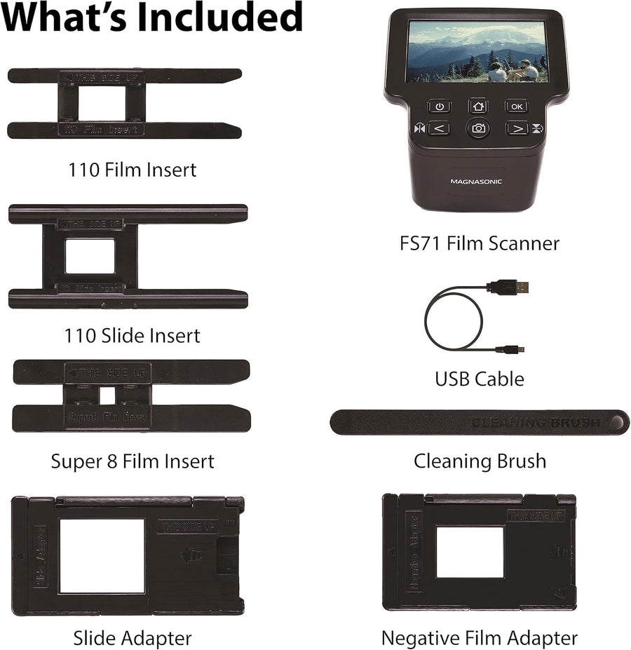 Magnasonic All-in-One 24MP Film Scanner with Large 5" Display & HDMI