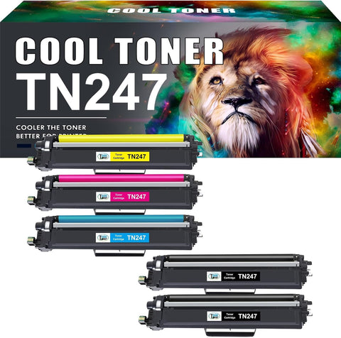 Cool Toner Compatible TN-243CMYK TN247 Toner for Brother MFC L3750CDW DCP-L3550CDW Toner MFC-L3750CDW MFC-L3770CDW MFC-L3710CW MFC-L3730CDN HL-L3230CDW HL-L3210CW TN243CMY K TN-24 7 TN-243 Pack of 5