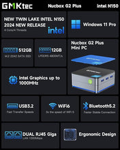 GMKtec Desktop Mini PC Windows 11 Pro Intel N100 12GB DDR5 512GB SSD Dual LAN, Mini Computer 1000Mbps, 4K Triple Display, WiFi6, BT5.2, Energy Efficient