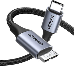 UGREEN Hard Drive Cable 1M USB C to Micro B, 10Gbps Type C to External Hard Drive Cable Micro B Compatible with MacBook Air M2 Pro, iPad, Galaxy S24, WD Toshiba Westgate Seagate, etc Black