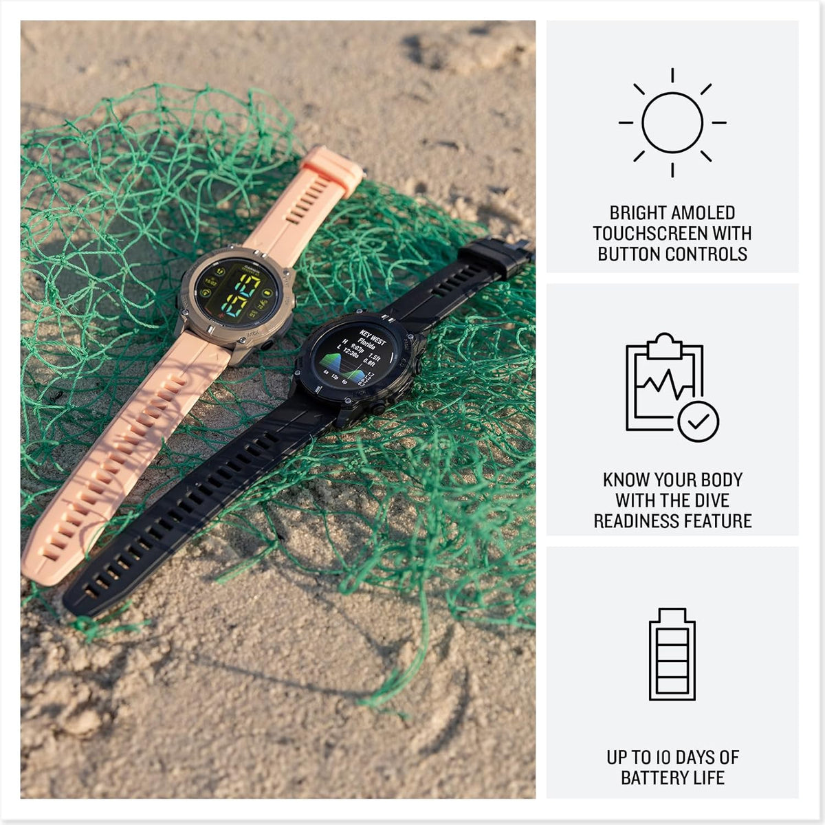GARMIN Descent G2 Dive Computer Smartwatch, Pink, AMOLED Touchscreen Display, 10-Day Battery Life, Multiple Dive Modes