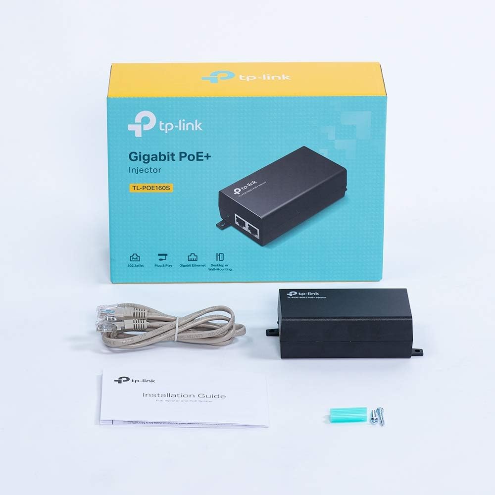 TP-Link 802.3at/af Gigabit PoE Injector | Non-PoE to PoE Adapter | Supplies PoE (15.4W) or PoE+ (30W) | Plug & Play | Desktop/Wall-Mount | Distance Up to 100m (PoE160S)