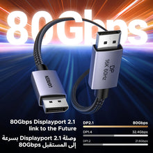 UGREEN 16K Displayport Cable 2M, DP 2.1 Cable Support 16K@60Hz, 8K@120Hz, 4K@240Hz 80Gbps HDR, Displayport 2.1 Nylon Braided Cable Compatible with Monitor, Laptop, Graphics, PC, TV etc