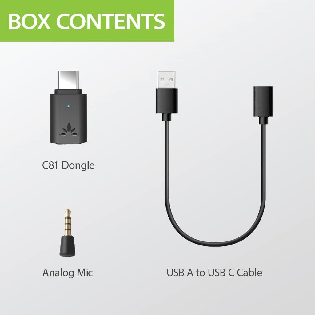 Avantree C81 Bluetooth USB-C Wireless Audio Adapter Dongle to Connect Headphones and Speakers to PS4/5, Switch, PC/Mac, Supports aptX Low Latency, Plug & Play, Mini Micro Included