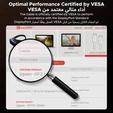 UGREEN 16K Displayport Cable 2M, DP 2.1 Cable Support 16K@60Hz, 8K@120Hz, 4K@240Hz 80Gbps HDR, Displayport 2.1 Nylon Braided Cable Compatible with Monitor, Laptop, Graphics, PC, TV etc