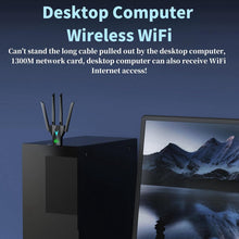 Lullaxx USB WiFi Adapter, 1300Mbps 5dbi Dual Band WiFi Receiver 802.11 Dongle 5Ghz/2.4Ghz Antenna Wireless Network External Receiverfor Desktop PC Laptop Tablet, Supports Windows XP/7/8/10, Mac OS X