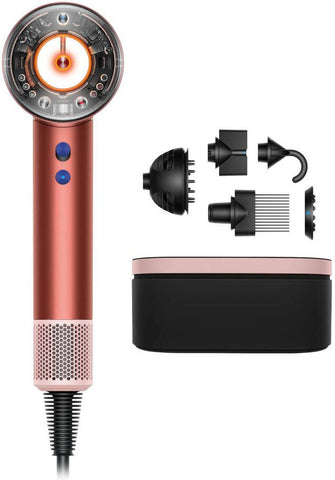 Dyson Supersonic Nural Hair Dryer, Scalp Protect Button, Instant Control, 3 Precise Airflow Settings, 4 Precise Heat Settings, Pause Detect Technology, Strawberry Bronze/Blush Pink | HD16
