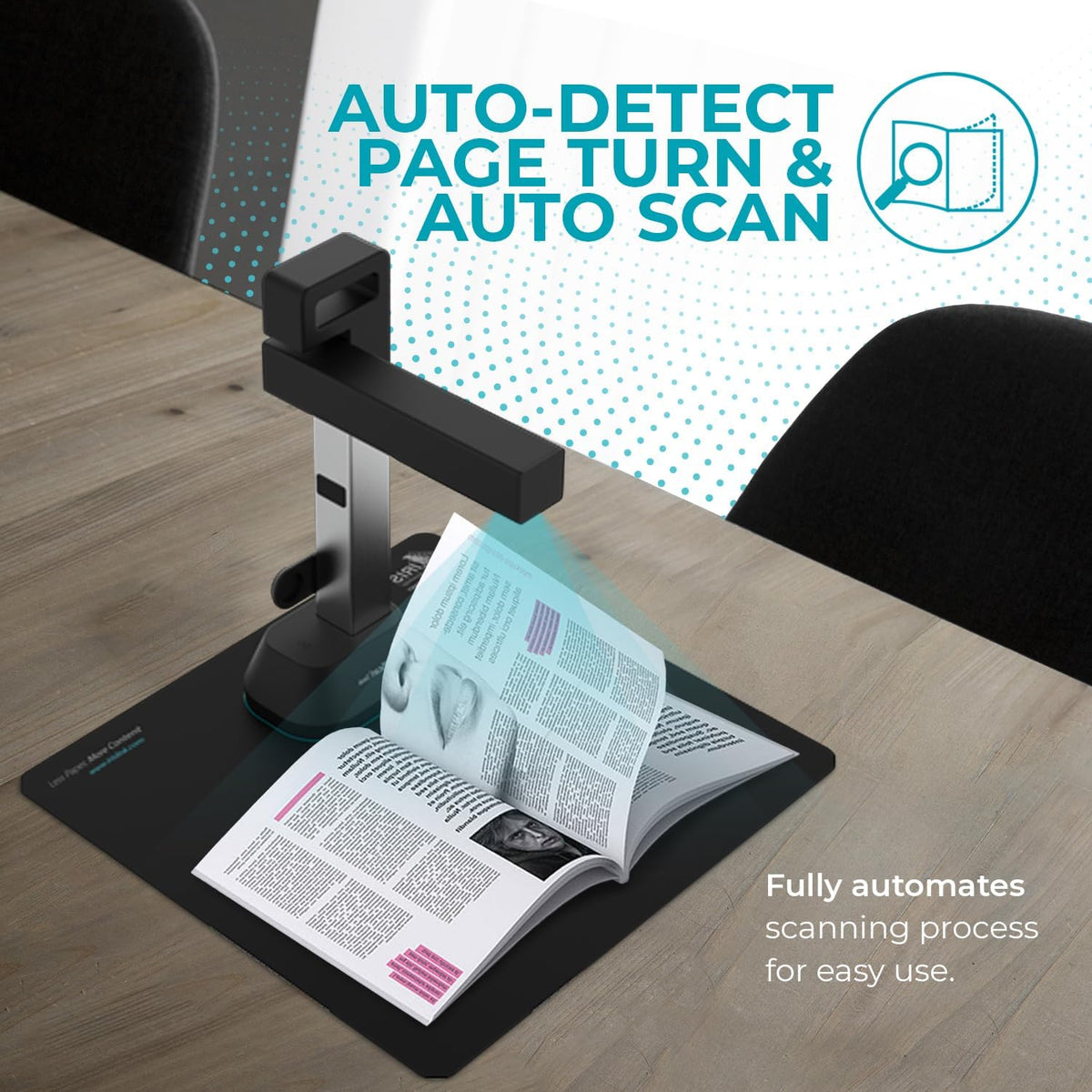IRIScan Laptop Desk and A4 Document Scanner - v6: Letter, Free PDF Editor, Portable Scanner, Book Scanner, 8MP, Win Mac