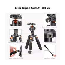 K&F Concept Mini Desktop Tripod Dubai | S225A0+BH-25L, 6kg Ball Head