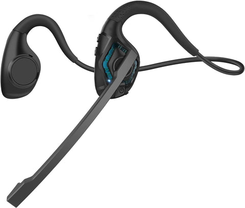 Bluetooth Headset with Microphone, Open Ear Headphones Wireless Noise Cancelling for Phone Laptop PC Computer, 10 Hours Playtime, Lightweight & Comfortable for Office Driving Working Home,black