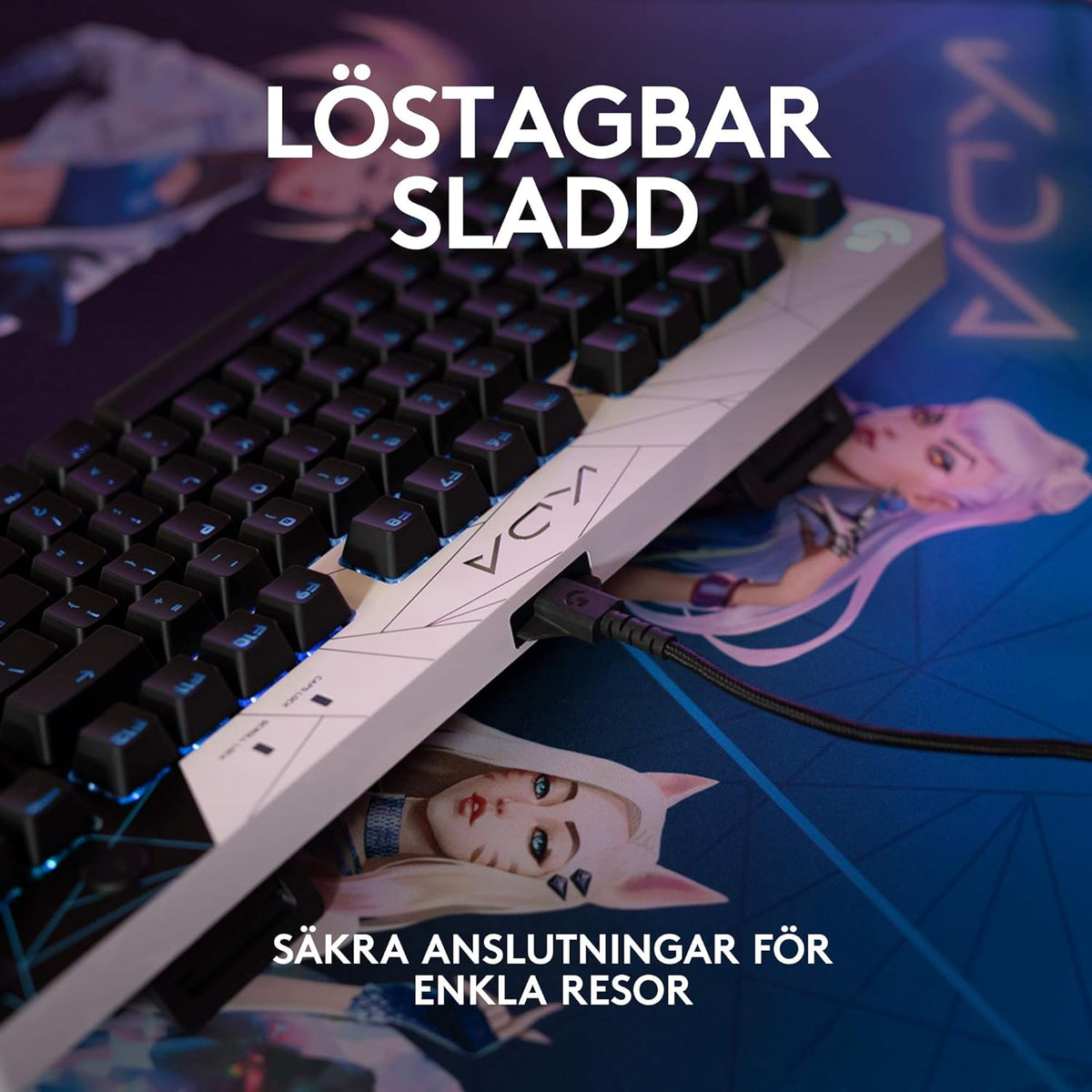 Logitech G PRO K/DA Mechanical Gaming Keyboard, Official League of Legends Gaming Gear, QWERTY Pan Nordic Layout - Black/White