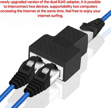 2 pack RJ45 Splitter Connectors Adapter 1 to 2 Ethernet Splitter Coupler Double Socket HUB Interface Contact Modular Plug Connect Network LAN Internet Cat5 Cat6 Cable