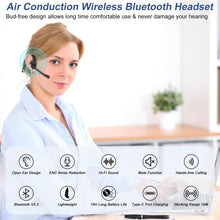 Bluetooth Headset with Microphone, Open Ear Headphones Wireless Noise Cancelling for Phone Laptop PC Computer, 10 Hours Playtime, Lightweight & Comfortable for Office Driving Working Home,black