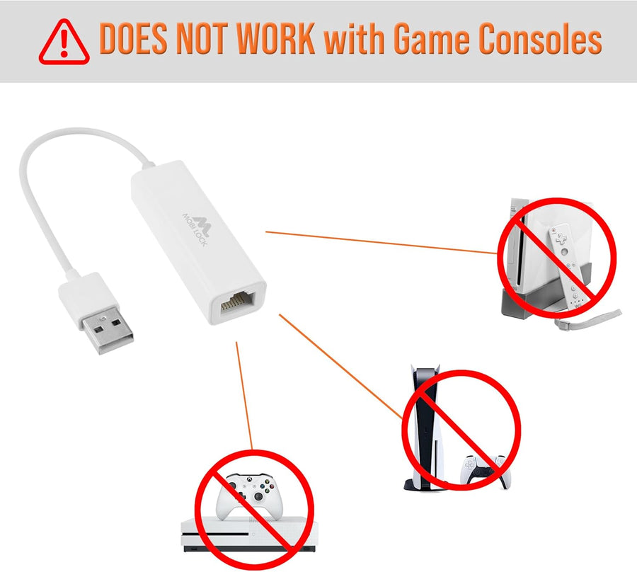 USB Ethernet (LAN) Network Adapter Compatible with Laptops