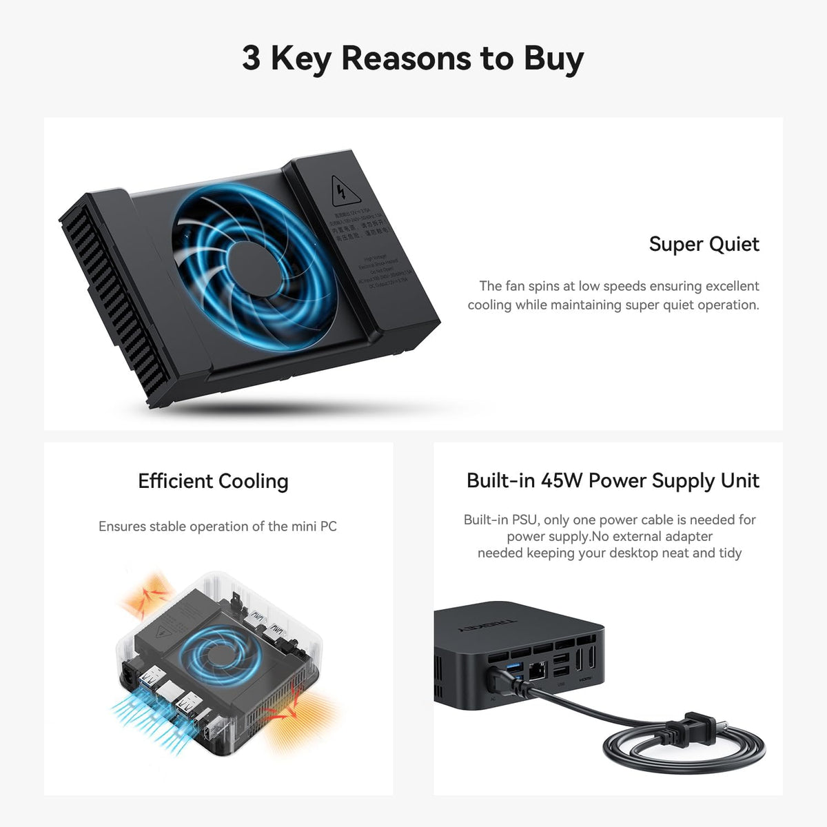 TRIGKEY Key-N Mini PC, Intel 12th Gen N95 Processor(4C/4T, Up to 3.4GHz), Mini Desktop Conputer 16G DDR4 500G PCIEX4 SSD, Support 2*HDMI 4KOutput/1000M LAN/WiFi-5/ BT 5.0/ USB3.2/, Office Mini PC
