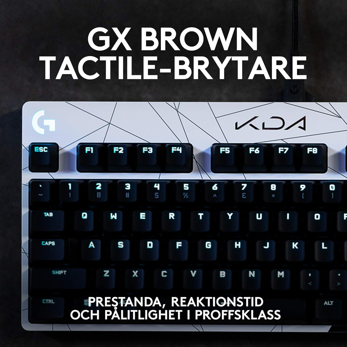 Logitech G PRO K/DA Mechanical Gaming Keyboard, Official League of Legends Gaming Gear, QWERTY Pan Nordic Layout - Black/White