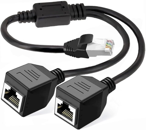 Ethernet Splitter 1 to 2, RJ45 Network Male to Female Adapter, 1 to 2 Port LAN Ethernet Splitter Adapter, Suitable Super Cat5-7, Compatible with ADSL, Hubs, TVs, Set-top Boxes, Routers, Computers