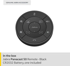 Jabra PanaCast 50 Remote Control, Easy in-Room Operation Without Leaving Your Seat, Access Presets and PTZ-Controls, Adjust Volume and More, Black | 8220-209