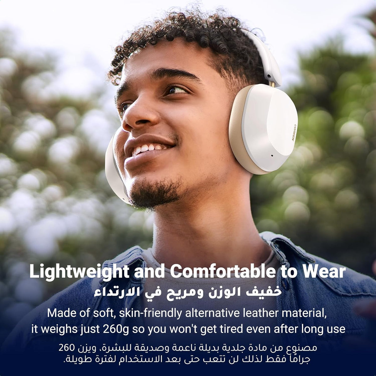 UGREEN HiTune Max5C Headphones Wireless, 75H Playtime, Adaptive Noise Cancelling, Hi-Res Sound Bluetooth 5.4 Over-ear Headsets, Custom EQ & Multiple Connection via App, Foldable Retractable Earphones