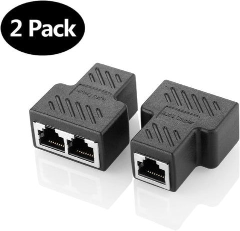 2 pack RJ45 Splitter Connectors Adapter 1 to 2 Ethernet Splitter Coupler Double Socket HUB Interface Contact Modular Plug Connect Network LAN Internet Cat5 Cat6 Cable