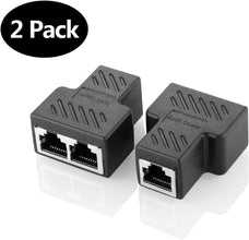 2 pack RJ45 Splitter Connectors Adapter 1 to 2 Ethernet Splitter Coupler Double Socket HUB Interface Contact Modular Plug Connect Network LAN Internet Cat5 Cat6 Cable