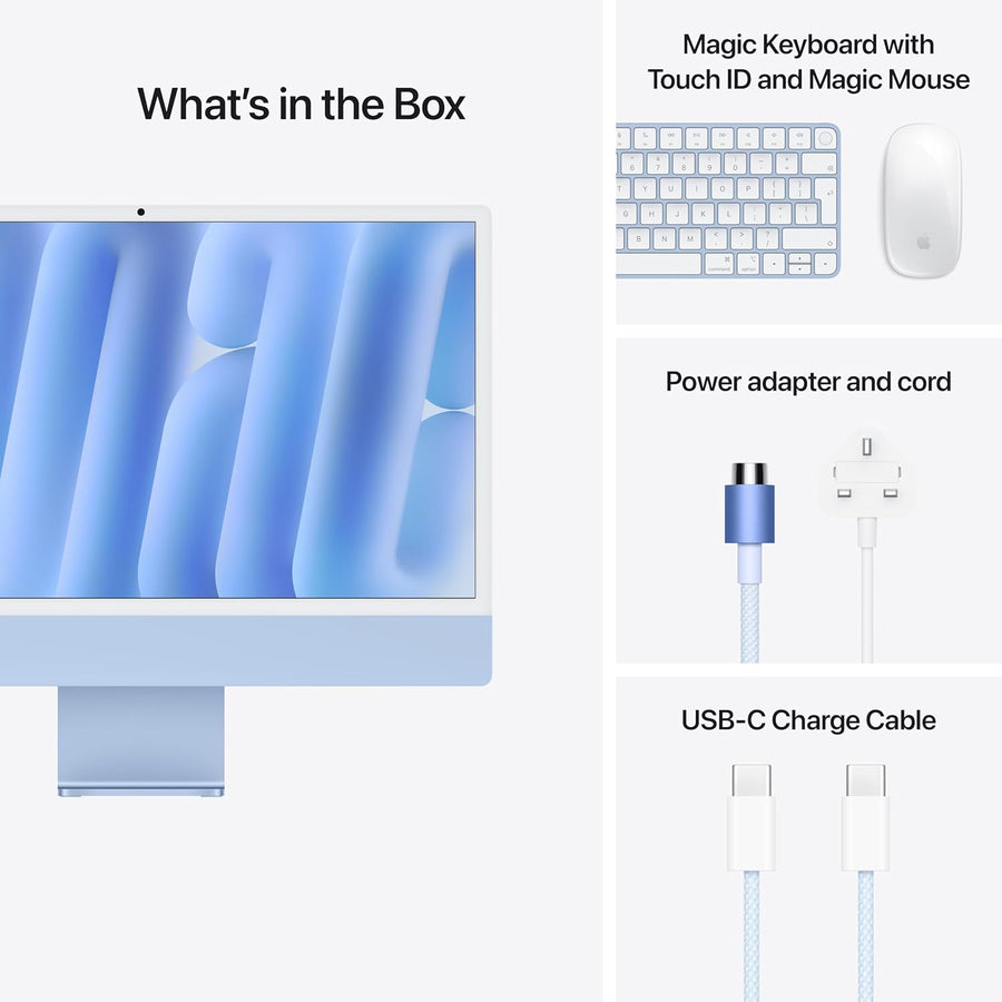 Apple 2024 iMac (24-inch, Apple M4 chip with 10-core CPU and 10-core GPU, 24GB Unified Memory, 512GB) - Blue; Arabic/English
