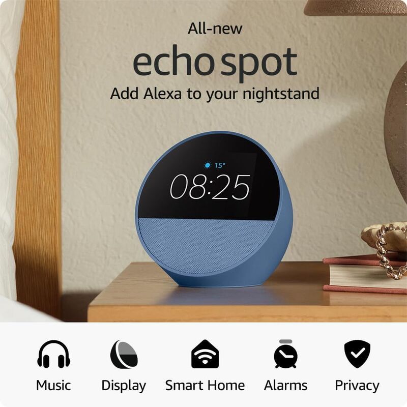 Amazon Echo Spot Smart Alarm Clock with Alexa